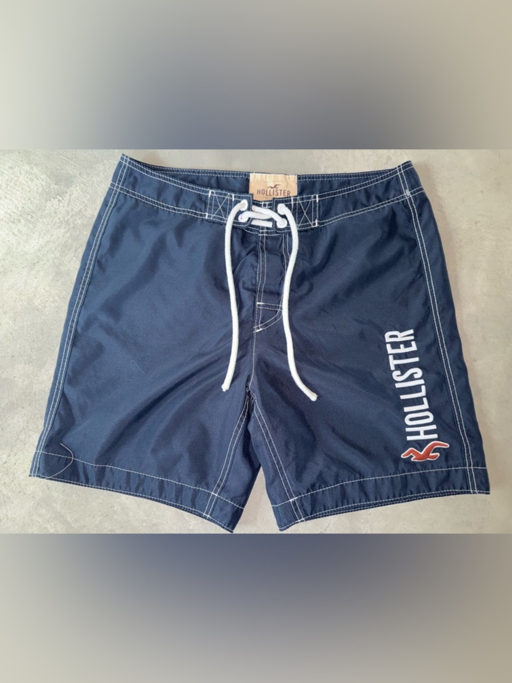 Hollister Navy Board Shorts Mens Large Swim Trunks Preppy Y2K